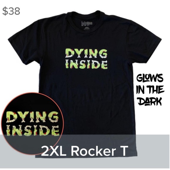 LuLaRoe Tops - LuLaRoe Womens Shirt 2XL XXL Rocker T Dying Inside Halloween Glows in‎ Dark NWT